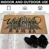 UTOWO Winter Xmas Welcome-Doormat Non-Slip Front-Door-Mats - Plaid Pine-Tree Snow Entrance Mat Porch Home Christmas Decor 17x29in UTOWO