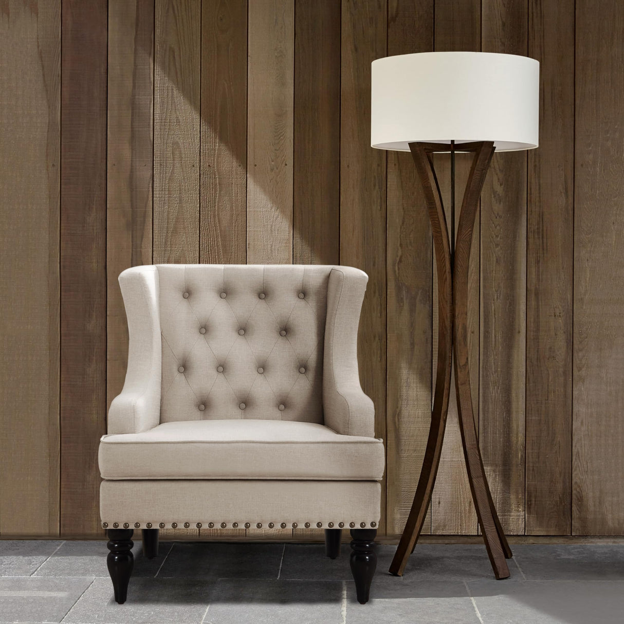 Rosevera Amelia 29" Modern Upholstered Armchair with Wingback Accent Leisure Chair, Fabric Reading Single Sofa for Living Room Bedroom Balcony Studio, Standard, Beige Rosevera