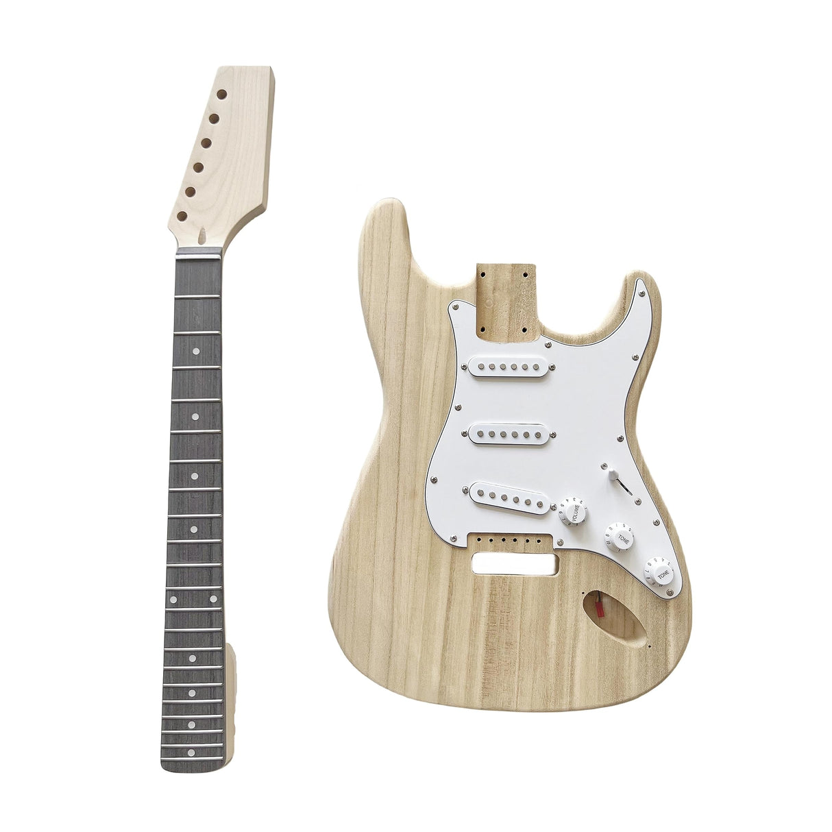 DBL ST Style DIY Electric Guitar Kit,DIY Build Your Own Guitar,6-strings with Paulownia Body and Maple Neck,DIY Guitar Kit for Beginners and Professionals DBL