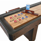 Hathaway Challenger 12-Ft Shuffleboard Table w Walnut Finish, Hardwood Playfield, Storage Cabinets Hathaway