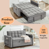 Gexpusm Pull Out Futon Sofa Bed, 55.3'' Convertible Loveseat Sleeper, 3-in-1, Velvet, Grey Gexpusm