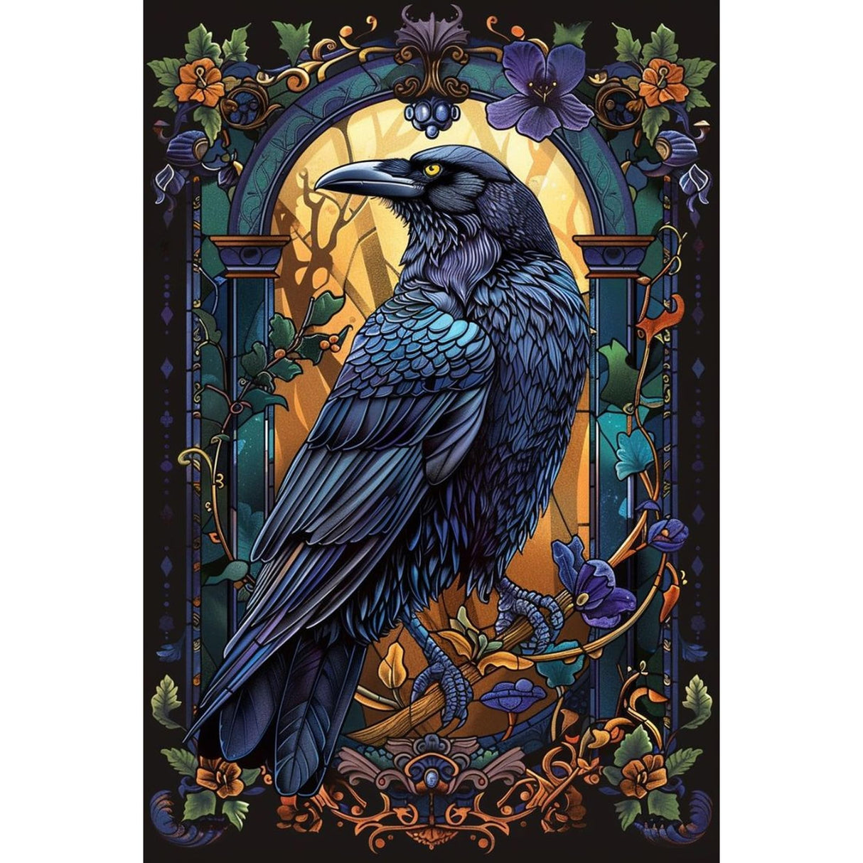 GMETINC Crow Diamond Painting Kits for Adults, Raven DIY 5D Diamond Art Kits Full Drill Diamond Dots Paintings with Diamonds Gem Art and Crafts Home Decor 12x16inch GMETNIC