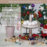 Krismax Decorative Trays - Two Tiered Tray Stand Rustic Tiered Tray Decor Farmhouse 2 Tiered Tray Serving Tray Seasonal & Holiday Decoration Wooden Tray for Coffee Table Farmhouse Display Stand Tray Krismax