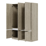 Merax 6-Doors Wooden Wardrobe Closet Storage Shelves and Hanging Rail for Clothes for Bedroom Organizer, Nature Merax
