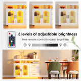 soges 39.4" LED Buffet Cabinet, Modern Sideboard Buffet with RGB 7-Color Light Strip, Large Kitchen Storage Cabinet with Storage for Bar, Office, Coffee Bar Station with 3 Drawers soges