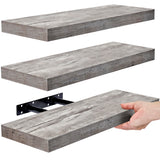 Sorbus Floating Shelves for Wall, Bathroom Shelves Wall Mounted for Kitchen, Bedroom, Bathroom Storage Over Toilet, 16 Inch Hanging Book Shelf for Wall Home Decor Living Room, 3 Pack Grey Sorbus