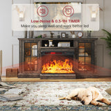 oneinmil 59'' Fireplace TV Stand, 3 Sided Glass Media Entertainment Center Console Table for TVs up to 65'' with Glass Door Adjustable Flame LED Color for Living Room, Set of TV Table, Grey oneinmil