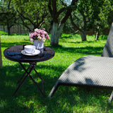 Garsing Outdoor Patio Round Side Table, Folding Bistro Table with Tempered Glass Tabletop, Compact Small Foldable Coffee Desk for Outside Use, Black Garsing Outdoor Leisure