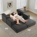 Modular Sectional Sofa, Cloud Boneless Couch with Deep Seat, Modern L-Shape Sectional Couch, Upholstered Couches for Living Room Bedroom, Convertible Foldable Sofa Bed, No Assembly, Dark Grey Living&Giving