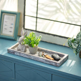 Romadedi Rustic Decorative Wood Candle Tray - 15" Wooden Long Narrow Tray Candle Holder, Farmhouse Small Trays for Coffee Table Centerpieces Dining Room Kitchen Countertop Home Decor, Whitewashed Romadedi