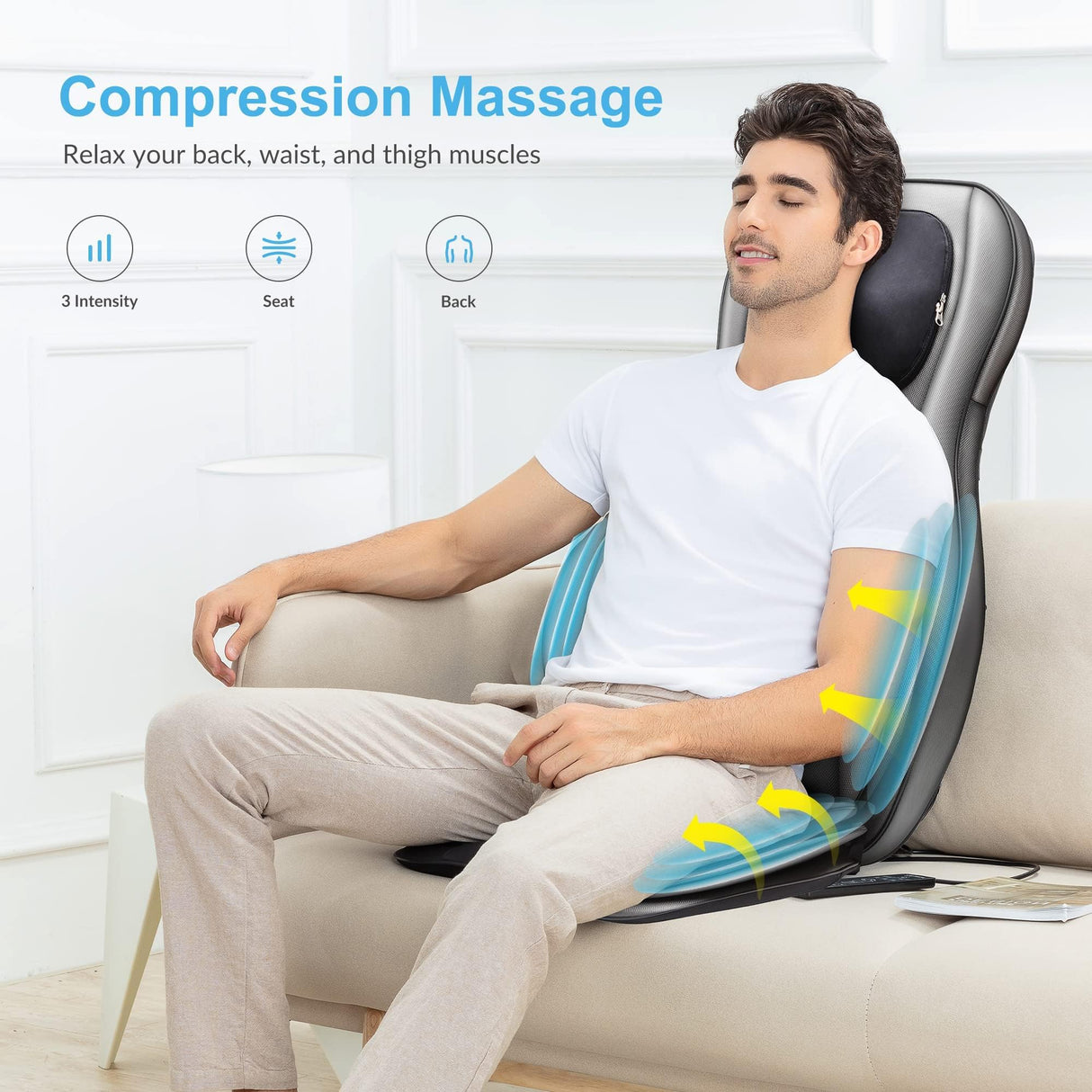 COMFIER Shiatsu Neck Back Massager with Heat, 2D ro 3D Kneading Massage Chair Pad, Adjustable Neck Massage,Seat Massager for Full Body Relaxation, Christmas Gifts for Dad Mom Women Men,Dark Gray COMFIER