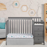 Dream On Me Jayden 4-in-1 Mini Convertible Crib And Changer in Storm Grey, Greenguard Gold Certified, Non-Toxic Finish, New Zealand Pinewood, 1" Mattress Pad Dream On Me