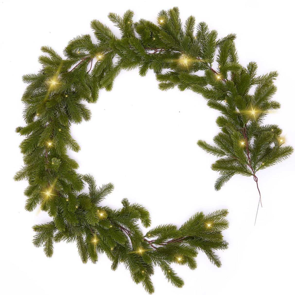 6FT Christmas Garland PARTY JOY Pine Garland with 9.8FT LED Lights String, Greenery Plant for Christmas Decorations Table Mantle Background Wall Room Outdoor Indoor Winter Decoration PARTY JOY