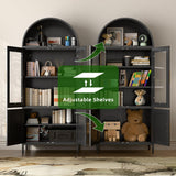 JAORD Metal Arched Cabinet, 73'' Arched Kitchen Pantry Storage Cabinet with Doors/Shelves, Black Arched Bookcase Display Cabinet for Home Office Bar Living Room, Assemble Require JAORD