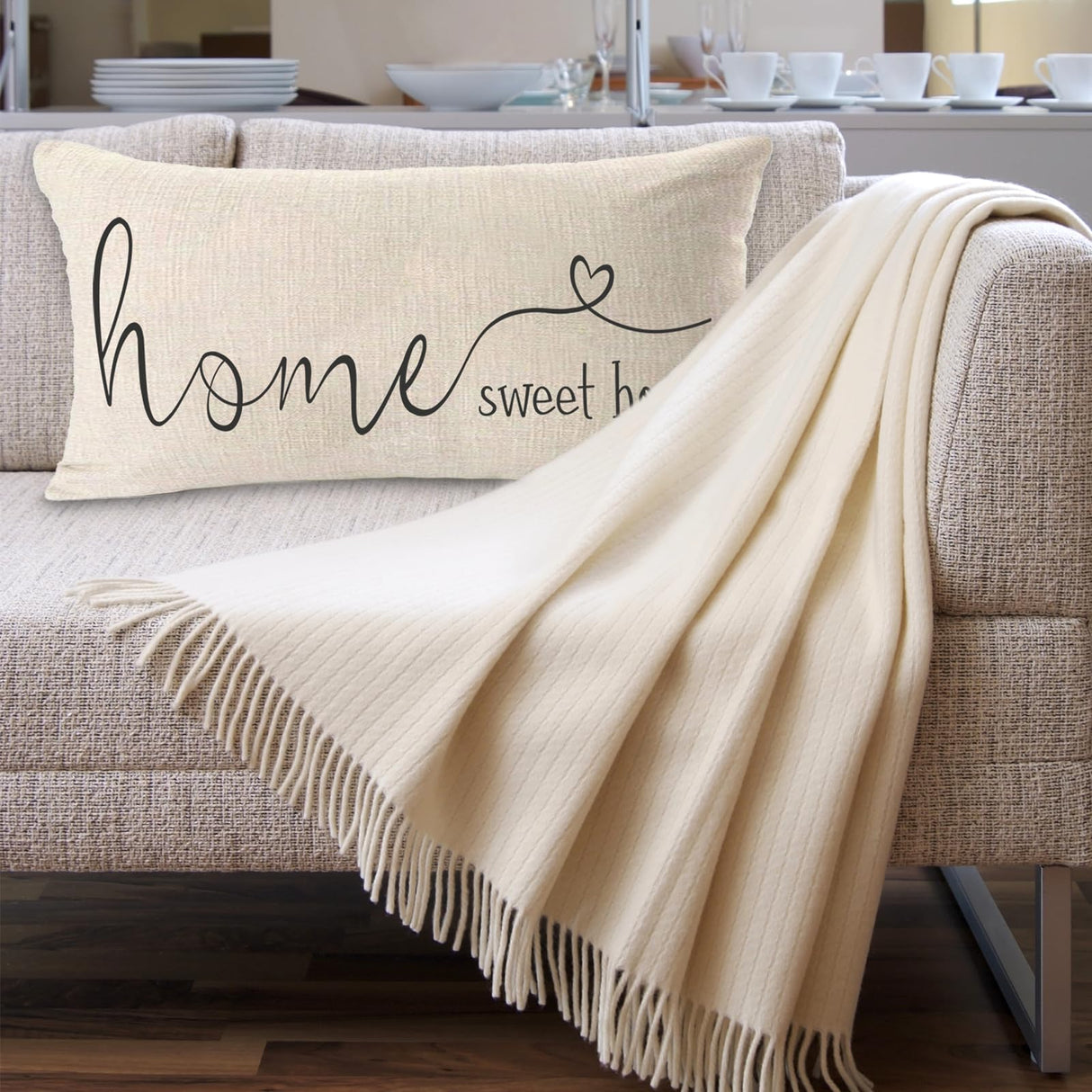 MFGNEH Home Sweet Home Quotes Farmhouse Pillow Covers 12x20 Inch,Home Decorative Throw Pillow Case Cushion Cover,Housewarming Gift MFGNEH