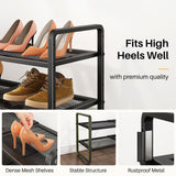 Shoe Rack - Expandable Shoe Organizer for Closet, Adjustable Metal Shoe Shelf Storage, 2 Tier Stackable Long Shoe Stand Holder for Garage, Entryway, Door Entrance, Black SNTD