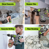 WORKPRO Premium 1-1/4 Inch SDS-Plus Rotary Hammer Drill, 12.5AMP, Heavy Duty Corded Version for Concrete Demolition Chipping Rotomartillo, 5 SDS-Plus Bits WORKPRO