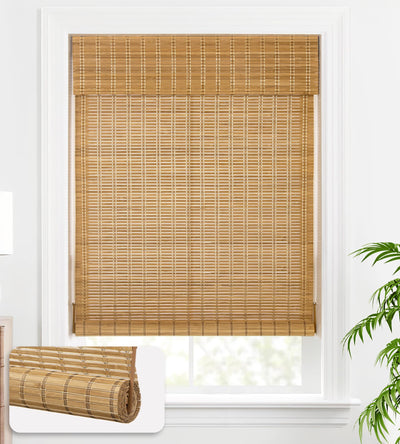 LazBlinds Cordless Bamboo Blinds, Bamboo Roll Up Shades for Windows, Light Filtering Wood Window Blinds for Indoor Home- Size: 31" W x 72'' H, Brown206