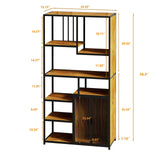 Wetiny 5-Tier Ladder Bookshelf with Glass Door and Cabinet – Industrial Style Storage for Home Office and Living Room Wetiny