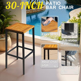 Greesum 3 Piece Patio Acacia Wood Bar Set with high Table and 2 Chairs All-Weather Outdoor Furniture for Backyard, Deck, Garden, Porch,Black Greesum