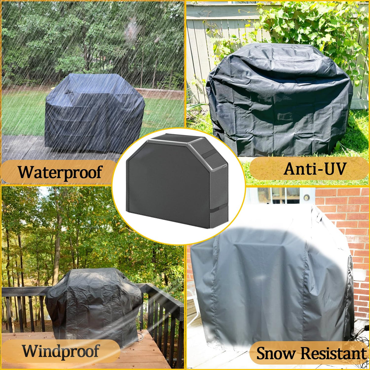Grill Cover, 58 inch Waterproof BBQ Gas Grill Cover, Outdoor Barbecue Grill Cover with Hook and Loop for Char-Broil Nexgrill Weber and More Grills MENKOW