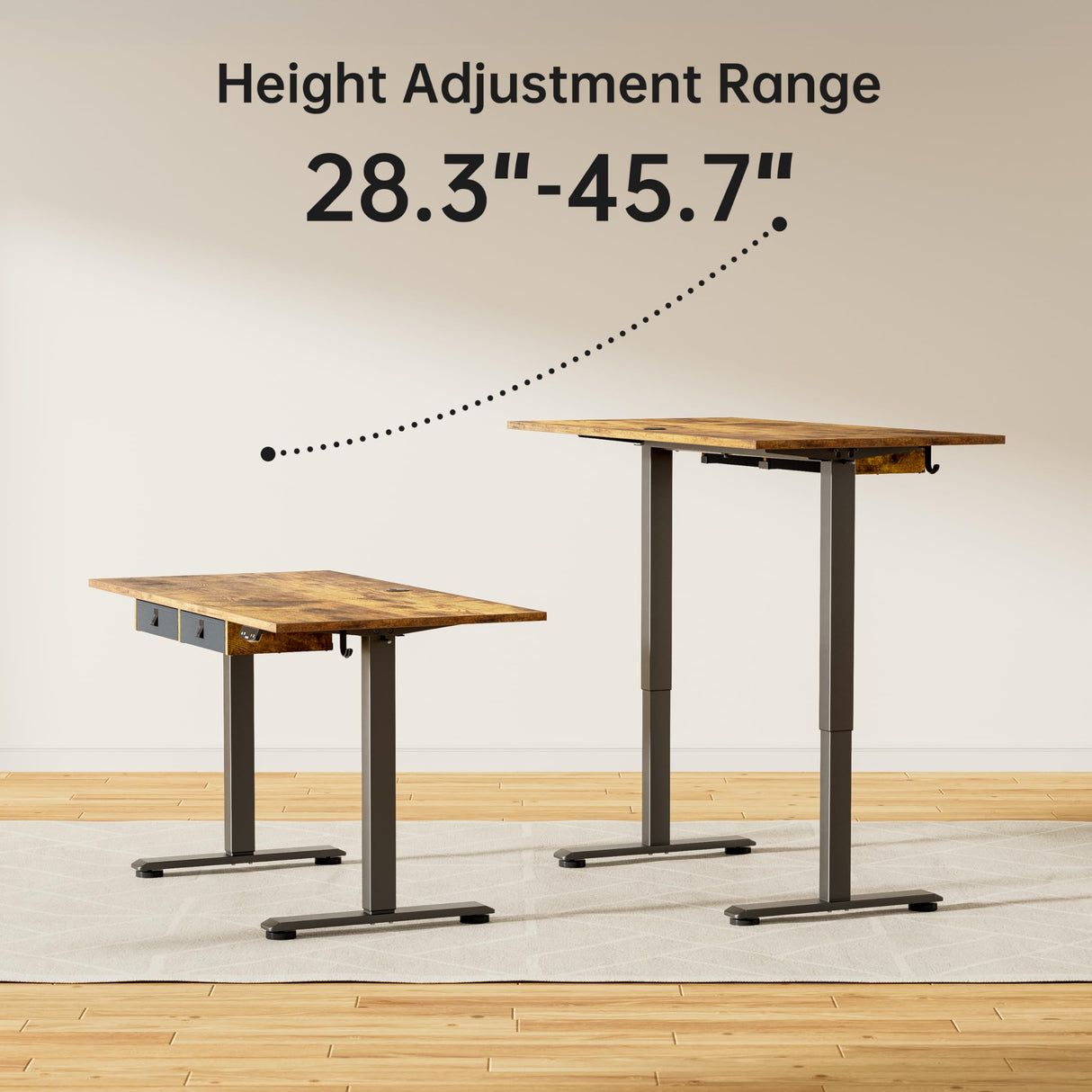 Agilestic Standing Desk with 2 Drawers, Adjustable Height Electric Desk with Storage, 63 x 24 Inches Sit Stand Up Computer Table for Work Office Home, Rustic Brown Agilestic