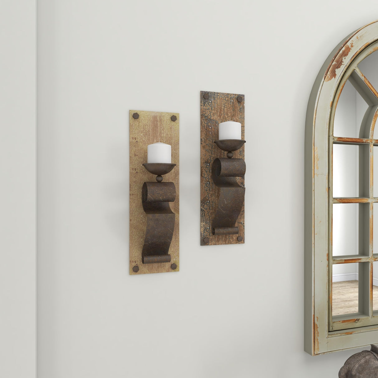 Deco 79 Rustic Chinese Fir Wood Wall Sconce, 6 x 19, Brown, 2 Count Deco 79