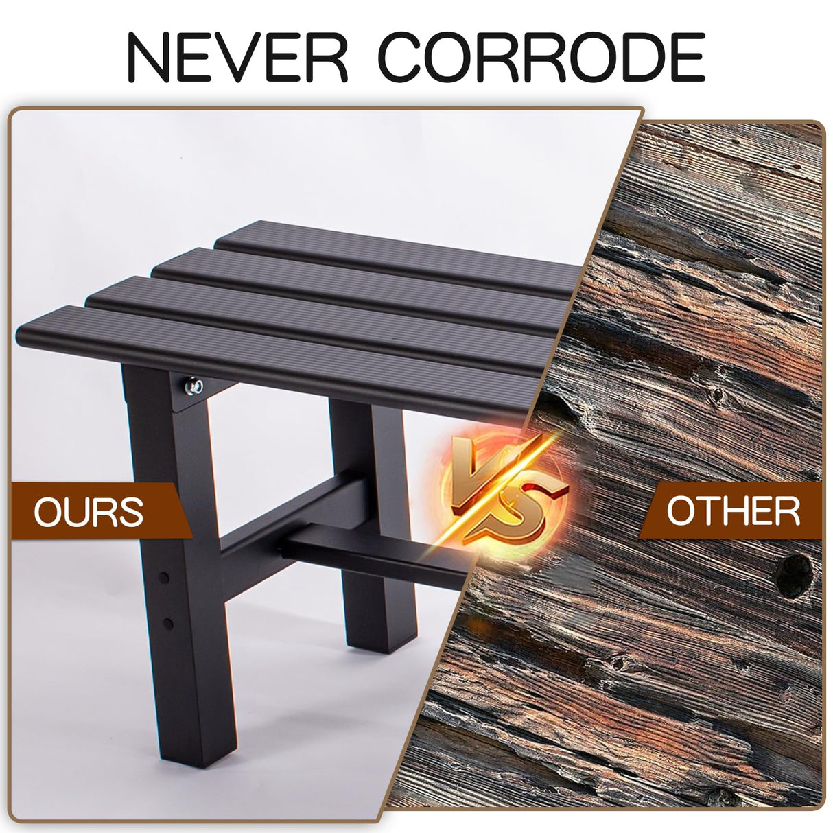 TECSPACE 35 Inches Aluminum Outdoor Weatherproof Bench Backless, 330 LBS Bearing Capacity Garden Porch Bench, Black TECSPACE