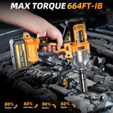 TaskStar Cordless Impact Wrench 1/2 Inch, 900N.m(664ft-lbs) High Torque Brushless Power Impact Gun, 21V 3300RPM Electric Impact Driver with 2x4.0Ah Battery & Fast Charger for Car Tires Truck TaskStar