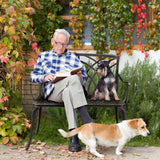 VINGLI 38" Outdoor Bench Cast Aluminium Garden Bench, Orchid Porch Bench Patio Bench Deck Furniture for 1-2 Person Seat (Brown) VINGLI