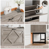 Nicetree Shoe Storage Cabinet with 2 Flip Drawers, Freestanding Shoe Organizer, Shoe Cabinet with Metal Legs, Narrow Shoe Rack Cabinet, Farmhouse Slim Shoe Cabinet for Entryway, Hallway, Rustic Gray Nicetree