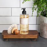 Farmhouse Wood Tray Rustic Wooden Pedestal 9 * 4 * 1.5 inches Decorative Wood Riser for Farmhouse Kitchen Counter Bathroom Room Decor (Dark Brown) Liswit