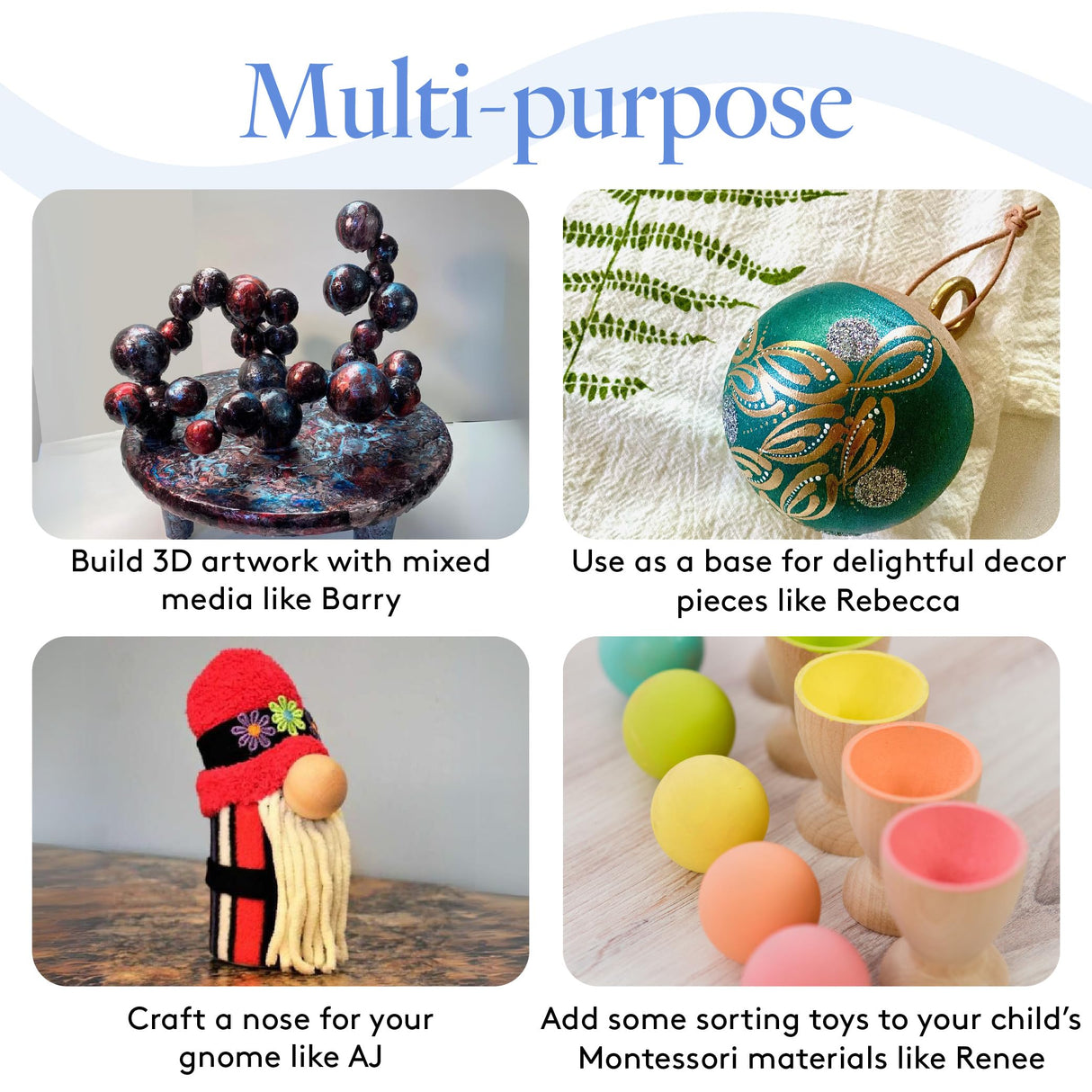 2 inch Wooden Round Ball, Bag of 10 Unfinished Natural Round Hardwood Balls, Smooth Birch Balls, for Crafts and DIY Projects (2 inch Diameter) by Woodpeckers Woodpeckers