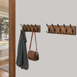 WEBI Rustic Coat Rack Wall Mount,Coat Hooks Wall Mounted,16" Hole to Hole,Wood Coat Hanger Wall,Hook Rack Rail,5 Triple Hooks for Hanging Coats,Jacket,Clothes,Brown WEBI