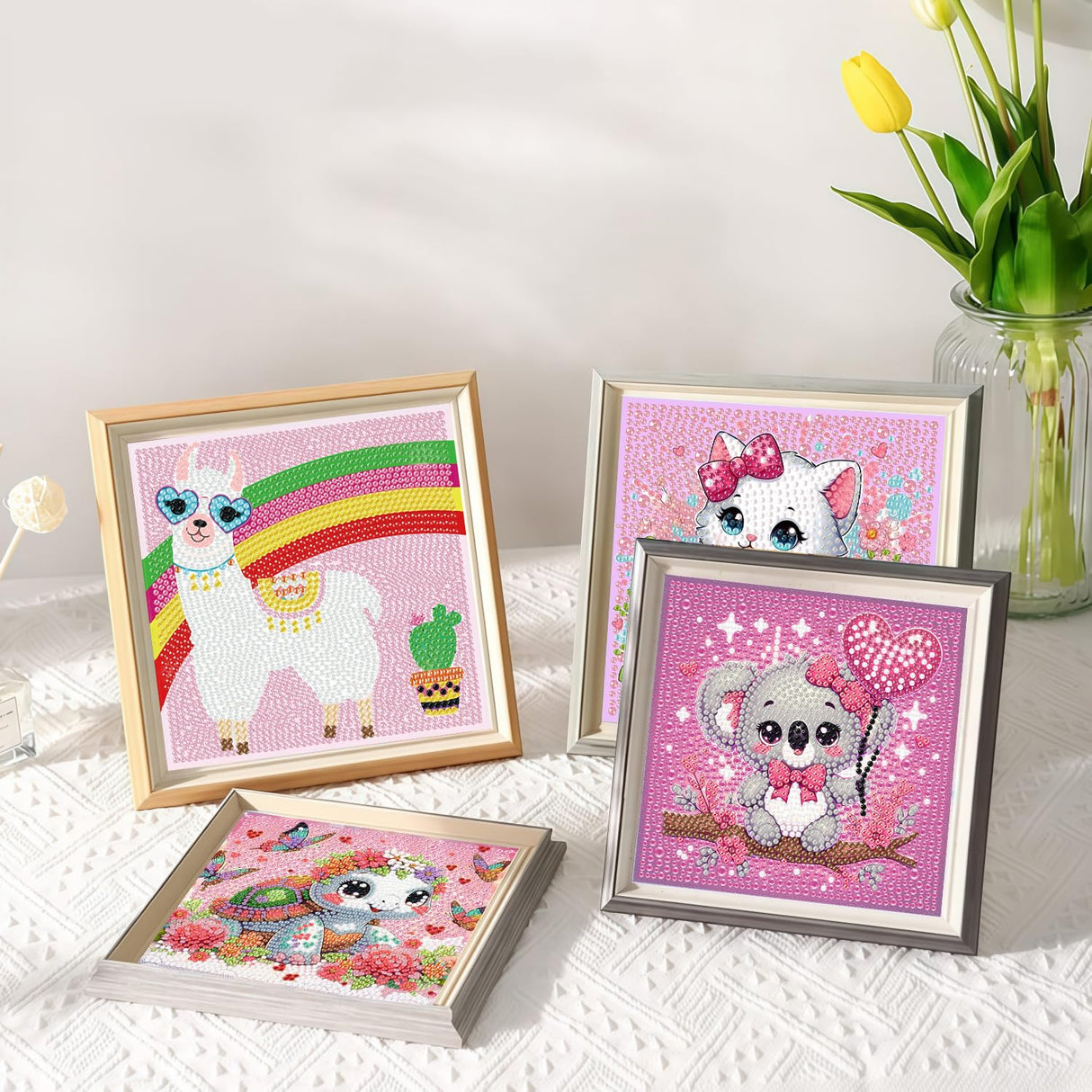 6 Pack 5D Elephant Diamond Painting Kits for Kids Beginners,Cute Animals DIY Diamond Art Kit for Kids,Full Round Drill Big Gem Art for Kid,Home Wall Decoration 6X6 inch Acelii