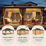 YOLENY 12' x 18' Gazebo, Hardtop Gazebo with Aluminum Frame, Double Galvanized Steel Roof, Curtains and Netting Included, Metal Gazebos Pergolas for Patios, Garden, Lawns, Parties YOLENY