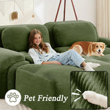 YESER Modular Sectional Sofa Boneless Couch Corduroy Cloud Couch, Modern Deep Seat Sectional Couches for Living Room, 82" Loveseat Apartment Sofa Small Couches for Small Spaces, No Assembly(Green) YESER