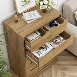 HOSTACK Modern 6 Drawer Dresser for Bedroom, Tall Chest of Drawers with Storage, Large Wood Storage Chest Organizers with Cut-Out Handles, Accent Storage Cabinet for Living Room, Hallway, Rustic Brown HOSTACK