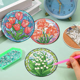 croshom 8 PCS Flowers Diamond Art Coasters Diamond Painting Coasters Kits with Holder Flowers DIY Coaster for Adults Beginners, Diamonds Art Crafts Supplies Sunflowers croshom
