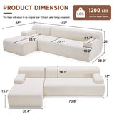 Huatean Home 107" Modular Sectional Sofa, Sponge Sofa for Living Room, High Density Sponges Cloud Couch,Modular L-Shape Sofa Couch with Chaise, (Beige) Huatean Home