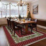 GarveeHome 5x7 Christmas Area Rug for Living Room: Machine Washable Christmas Area Rugs for Bedroom with Non-Slip Backing, Living Room Washable Carpet, Soft Low Pile Non-Slip Bedroom Carpet 5*7 ft Red GarveeHome