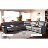 LY&S Home Collection Sectional Reclining Sofa, Sectional Couches for Living Room, Modular Manual PU Leather Recliner Sofa Livingroom Furniture Sets (Grey) LY&S Home Collection