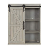 Kate and Laurel Cates Decorative Wood Wall Storage Cabinet with Sliding Barn Door, Rustic Gray Kate and Laurel