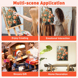 MAXBYE Window Roses Paint by Numbers Kits for Adults Beginners with Wooden Frame, Easy Canvas Paint by Numbers Pink Flowers, DIY Oil Painting Art Kit for Home Wall Decoration 12X16 inch MAXBYE