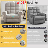 ANJ Oversized Rocker Recliner Chair with Massage and Heat, Manual Overstuffed Swivel Recliners for Big Man, Large Glider Rocking Reclining Chairs for Nursery, Living Room, Cream White ANJ