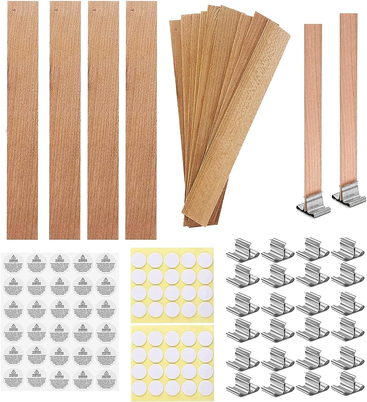 4 X 0.5 100pcs Wooden Candle Wicks and Stands Natural Candle Wood Wicks Candle Cores for DIY Candle Making Craft Smokeless Wood Wicks for Candle Making (Use 2 Wicks per Stand) Phinicco
