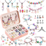 UFU Charm Bracelet Making Kit -120Pcs DIY Jewelry Making Kit, Mermaid Gifts for Girls Toys Crafts for Teen Girls Ages 5 6 7 8-12, with Portable Bracelet Organizer Box UFU
