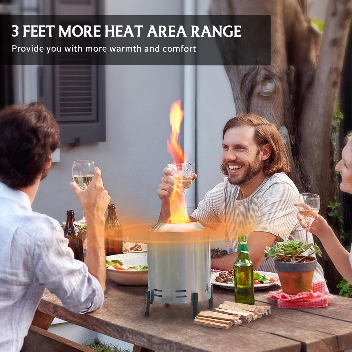 BALI OUTDOORS Tabletop Fire Pit Small Table Top Firepit Outdoor Smokeless Firepit Patio BALI OUTDOORS
