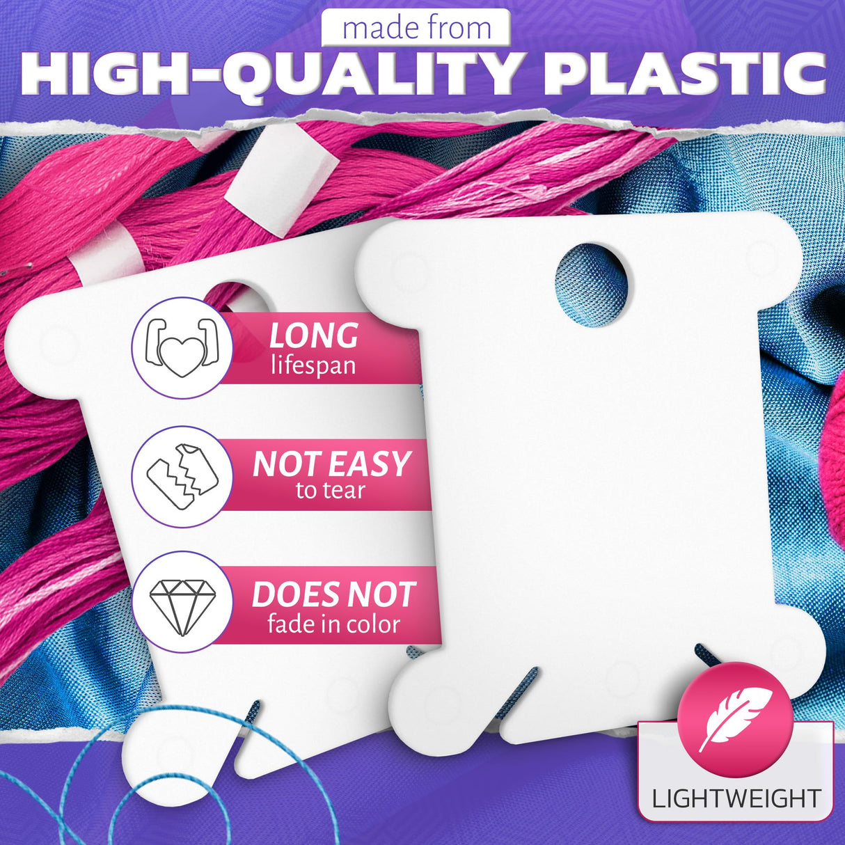 360 Pcs Embroidery Floss Bobbins - Lightweight, Durable Plastic Embroidery Floss Organizer with Hanging Holes, Thread Slits - Optimal Size, Reusable Design for Neat and Easy Storage and Organization The Little Green Change