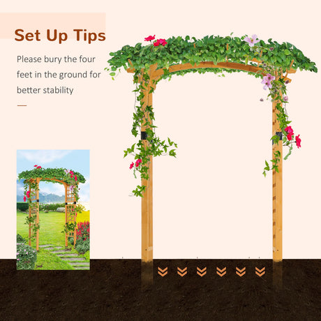 Outsunny 90in Wood Garden Arbor Arch with Trellis Wall for Climbing & Hanging Plants, Decor for Party, Weddings, Birthdays & Backyards Outsunny